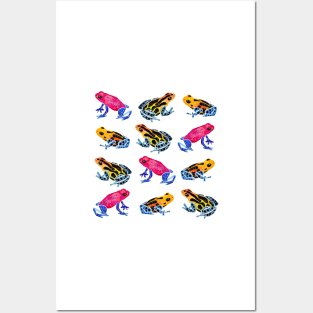 Watercolor Rainbow Poison Dart Frogs - Tropical Posters and Art